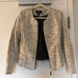 H&M Black and White Tweed Blazer